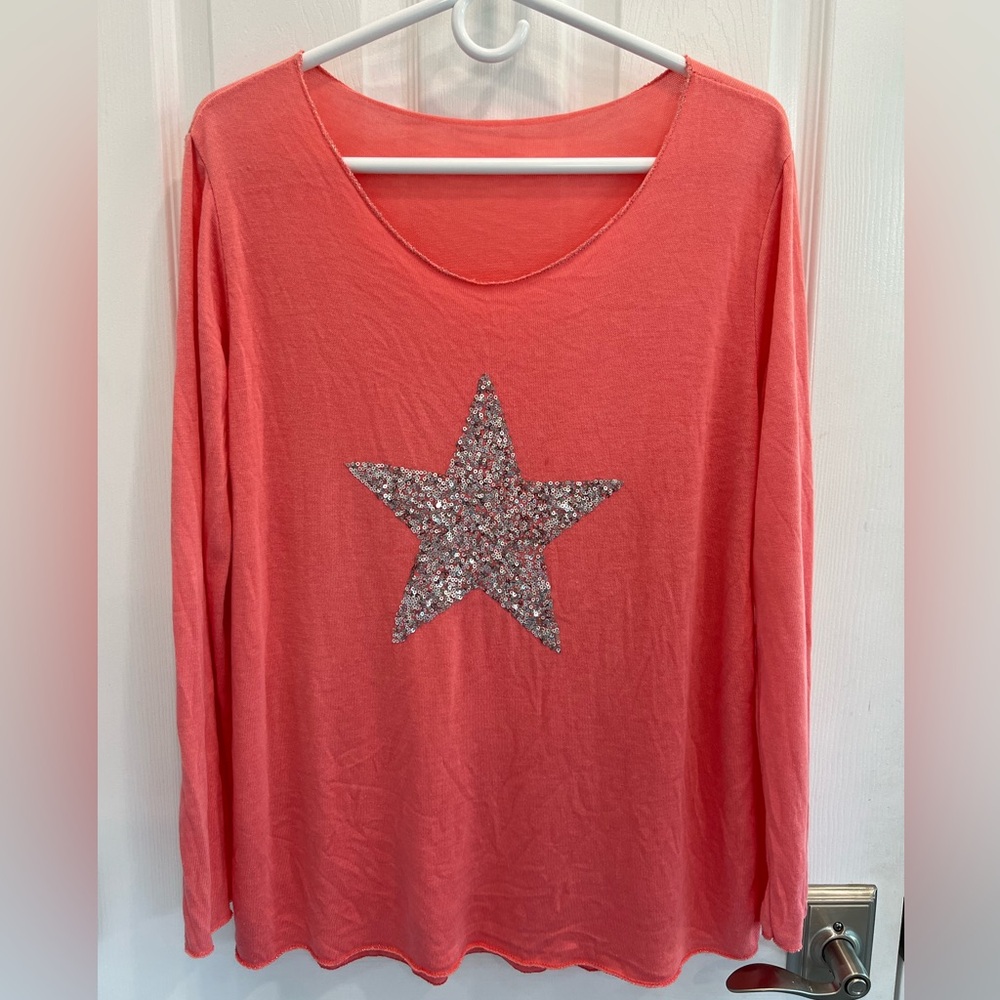 Festive Sequin Star Top, Size M, designer unknown